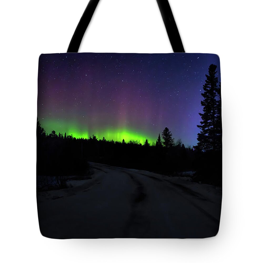 Northern Lights Tote Bag featuring the photograph Night Dancer by Susan Rissi Tregoning