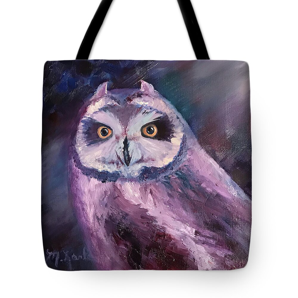 Owl Tote Bag featuring the painting Night Owl by Marsha Karle