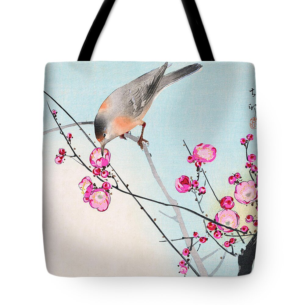 Koson Tote Bag featuring the painting Nightingale by Koson