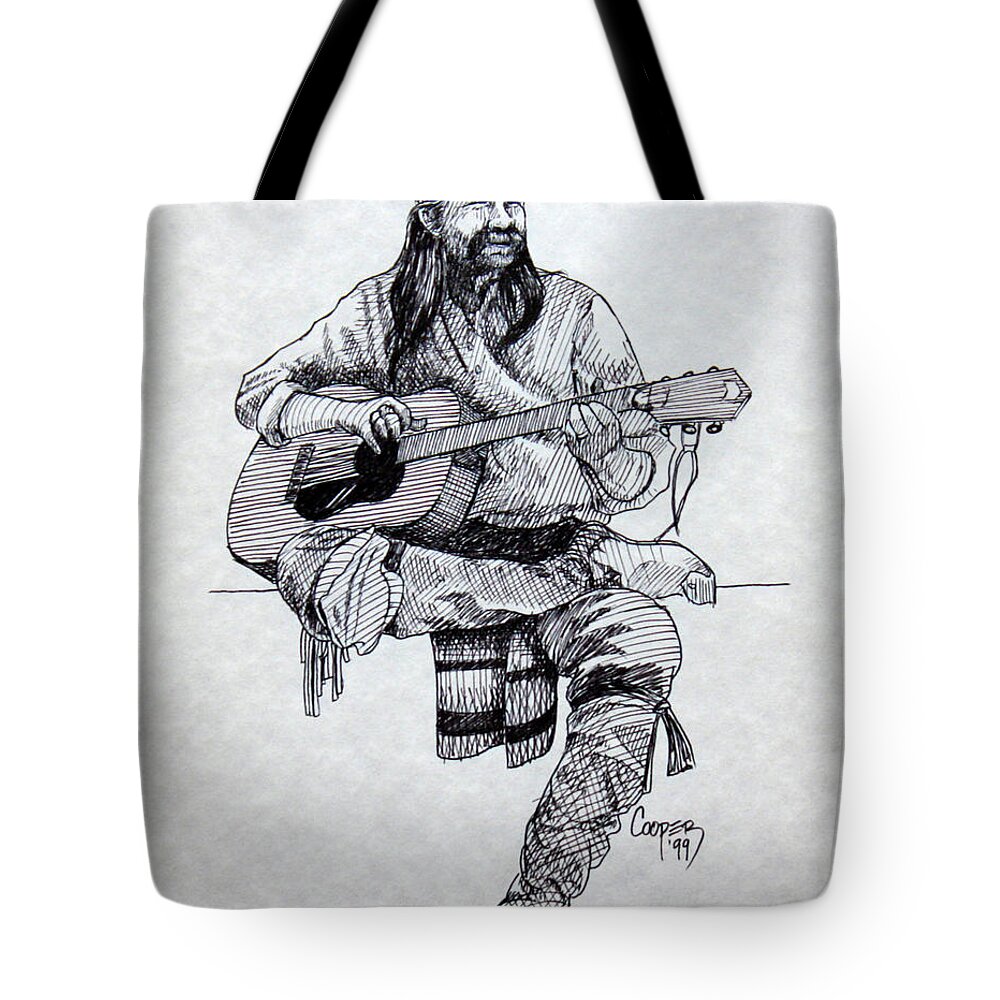 Nightsinger Tote Bag featuring the drawing Nightsinger by Todd Cooper