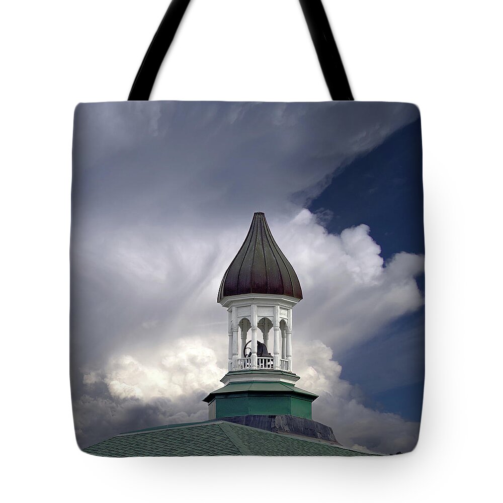 Bell Tote Bag featuring the photograph Bellisimo- School Bell Tower - Cambridge Wisconsin by Peter Herman