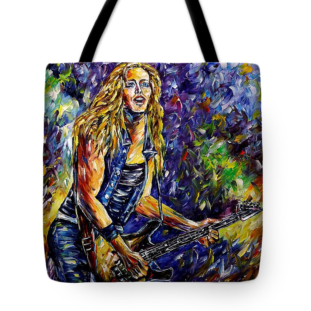 I Love Nita Strauss Tote Bag featuring the painting Rock Guitarist by Mirek Kuzniar