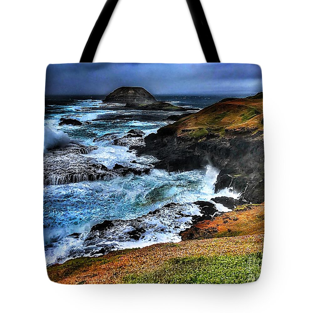 Nobbies Tote Bag featuring the photograph Nobbies Blowhole by Blair Stuart