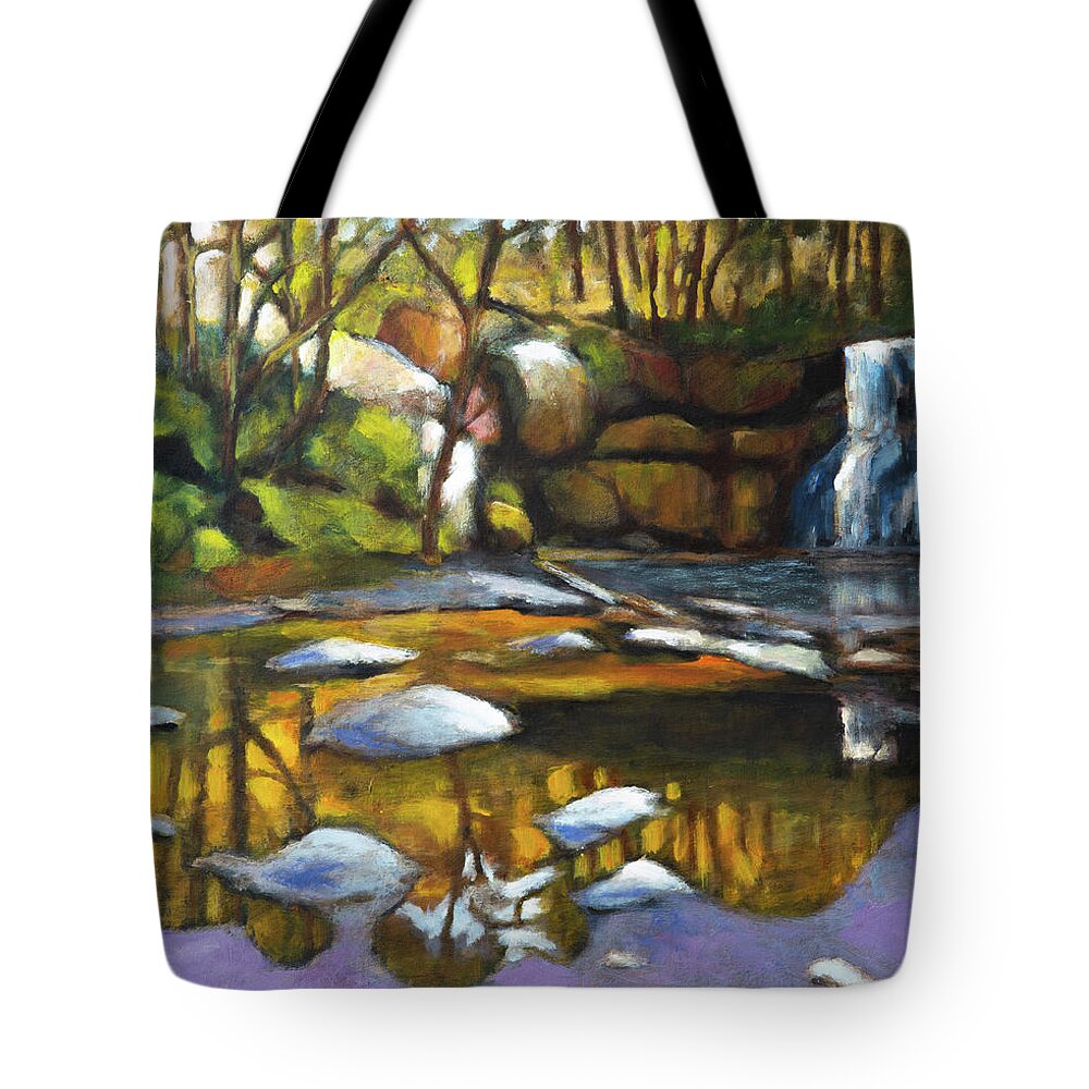 Falls Tote Bag featuring the painting North Falls at Silver Falls SP by Mike Bergen