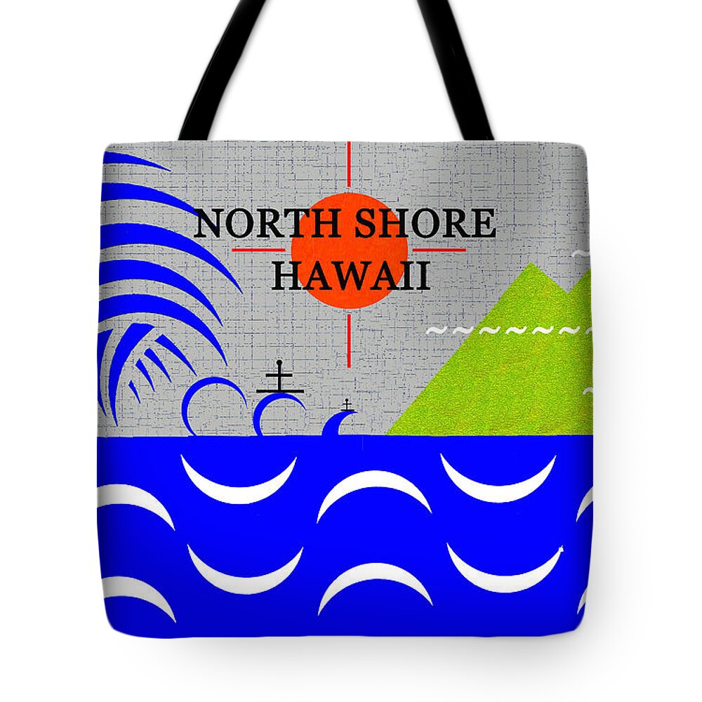 North Shore Hawaii Tote Bag featuring the digital art North Shore Hawaii surfing art by David Lee Thompson