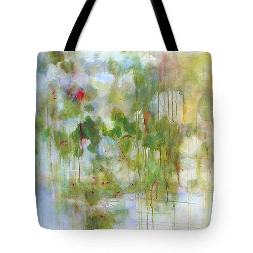 Green Tote Bag featuring the painting Northwest Spring by Janet Zoya