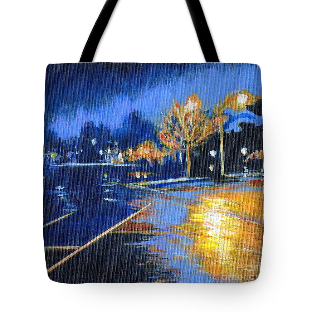 Contemporary Tote Bag featuring the painting November Rain by Tanya Filichkin