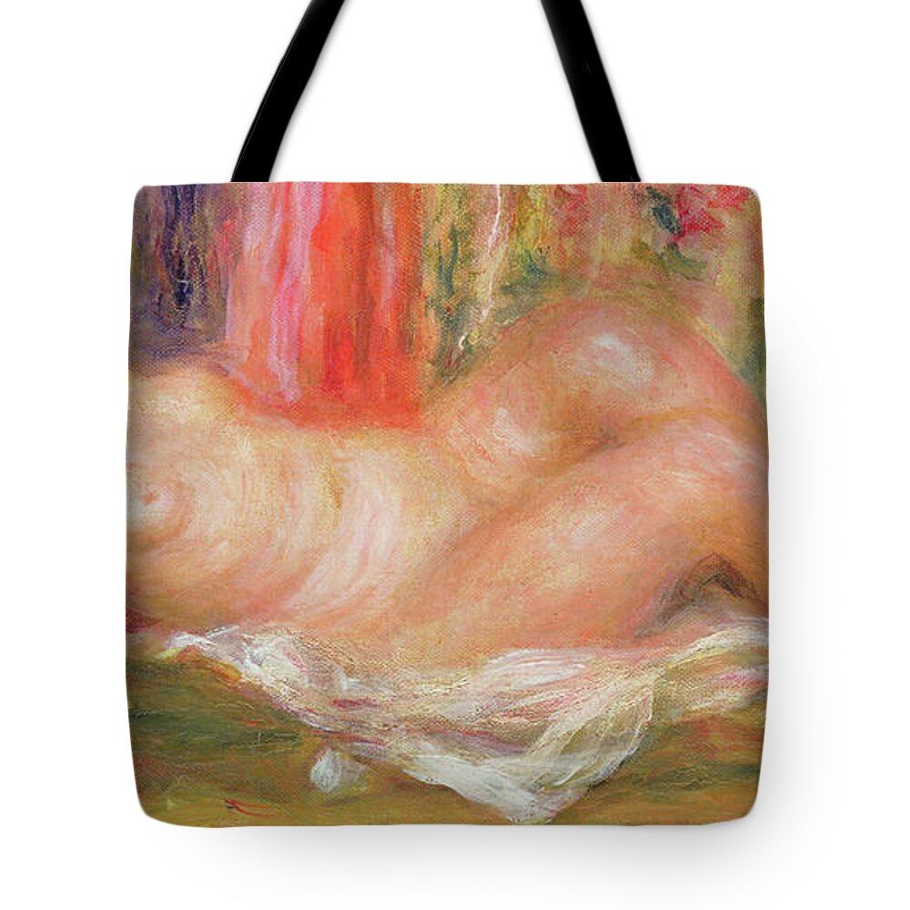 Nude On Couch Tote Bag featuring the painting Nude on Couch by Pierre Auguste Renoir
