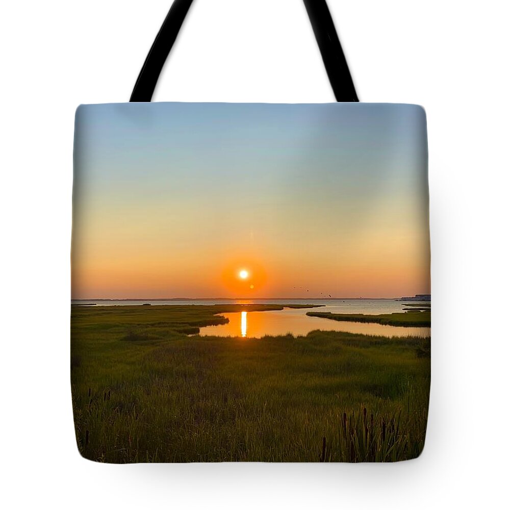 Sunset Tote Bag featuring the photograph Ocean City Sunset 2019 by Chris Montcalmo