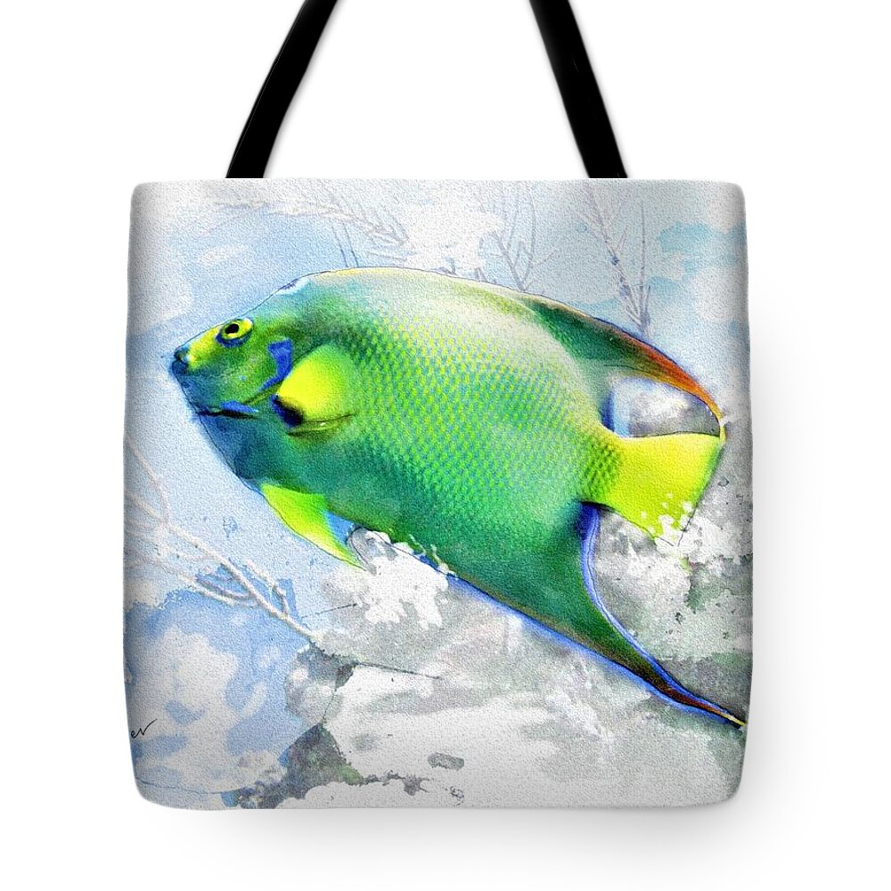 Fish Tote Bag featuring the painting Ocean Colors by Diane Chandler