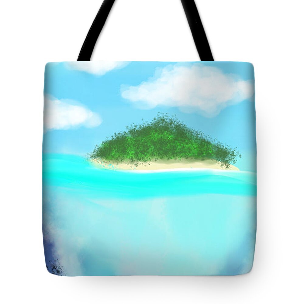 Underwater Tote Bag featuring the digital art Ocean life by Faa shie