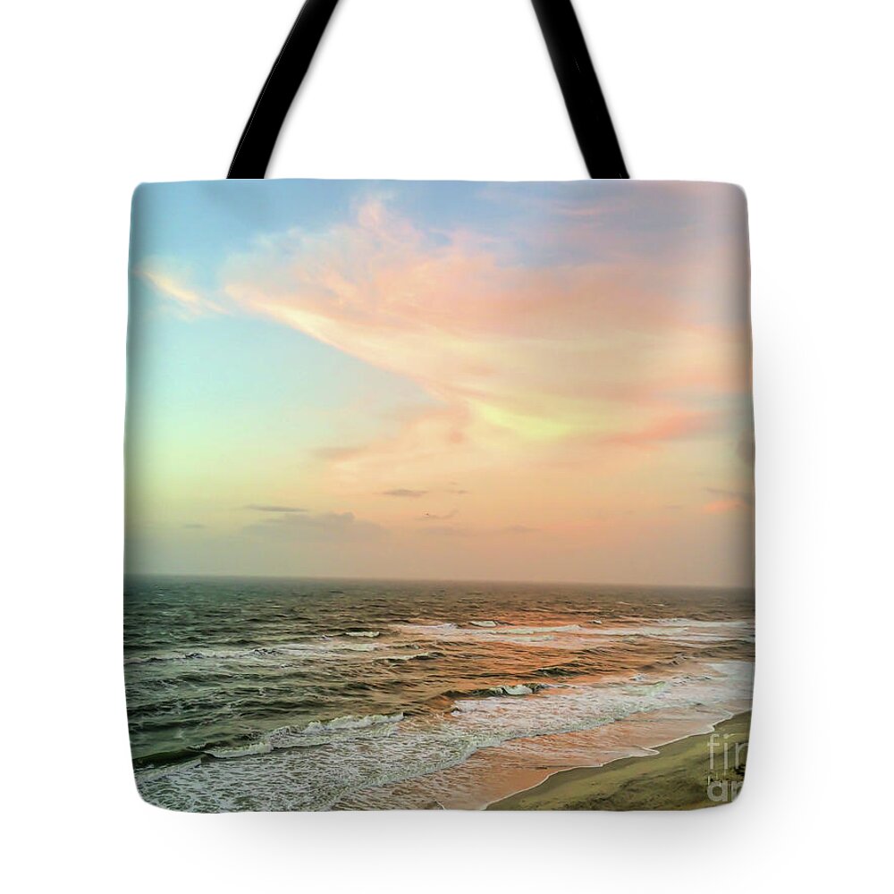 Ocean Tote Bag featuring the photograph Ocean Meets The Sky by Kerri Farley