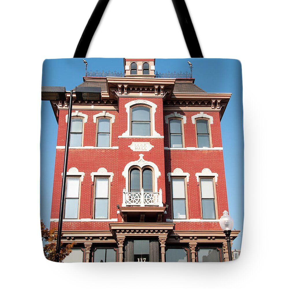 Saint Tote Bag featuring the photograph Odd Fellows Hall by Steve Stuller