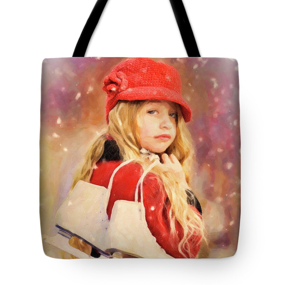 Portrait Tote Bag featuring the painting Off to Skate DWP1082514 by Dean Wittle