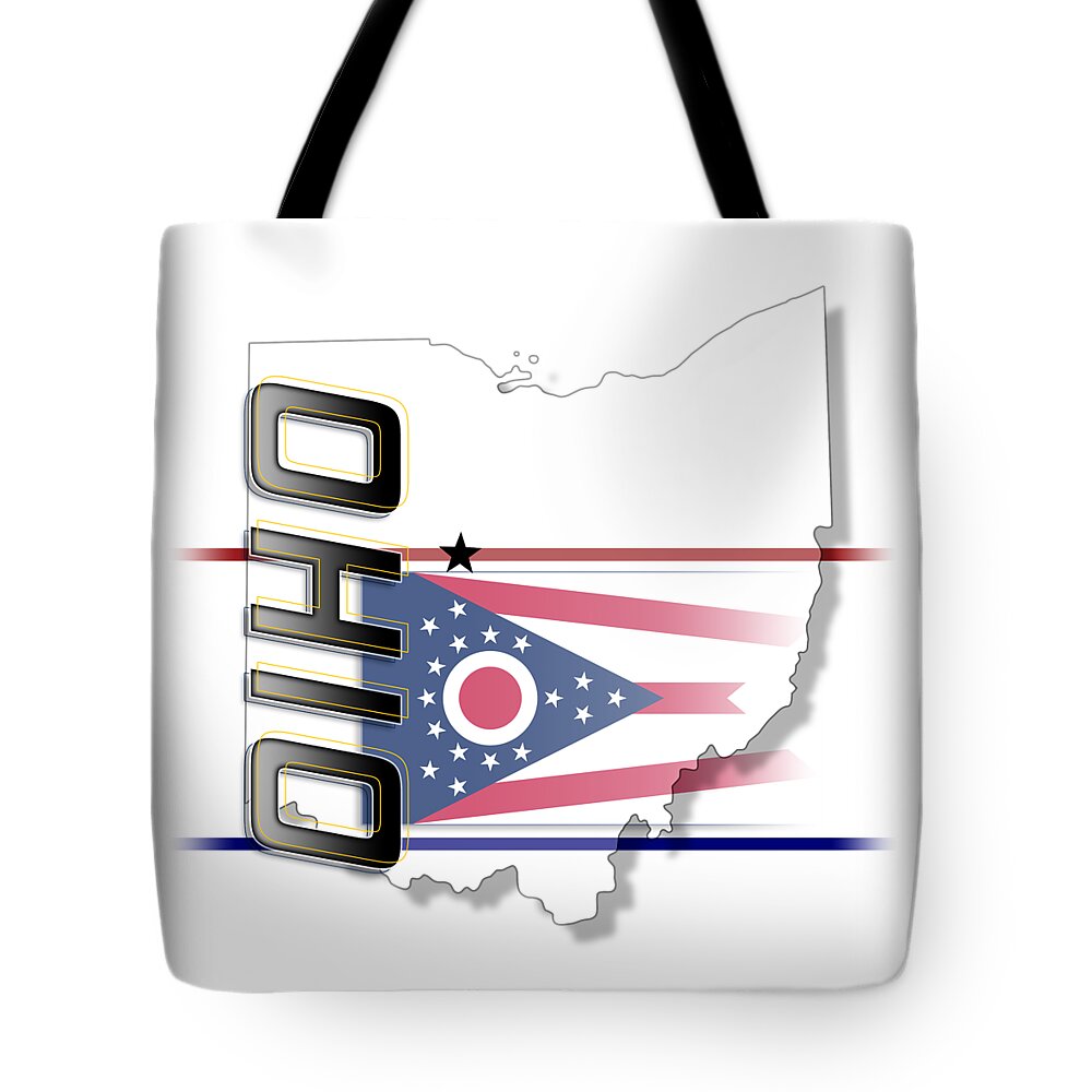 Ohio Tote Bag featuring the digital art Ohio State Vertical Print by Rick Bartrand