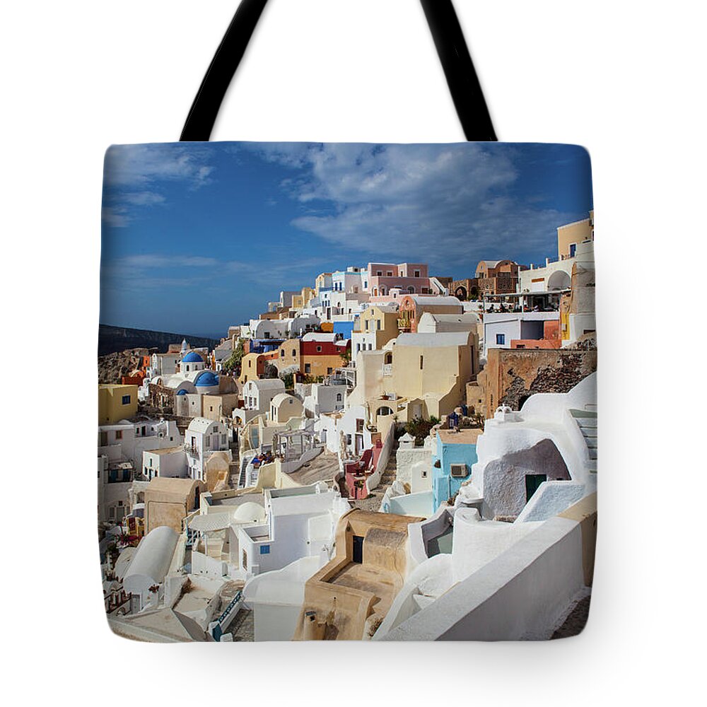 Tranquility Tote Bag featuring the photograph Oia, Santorini by Wavelet Photography