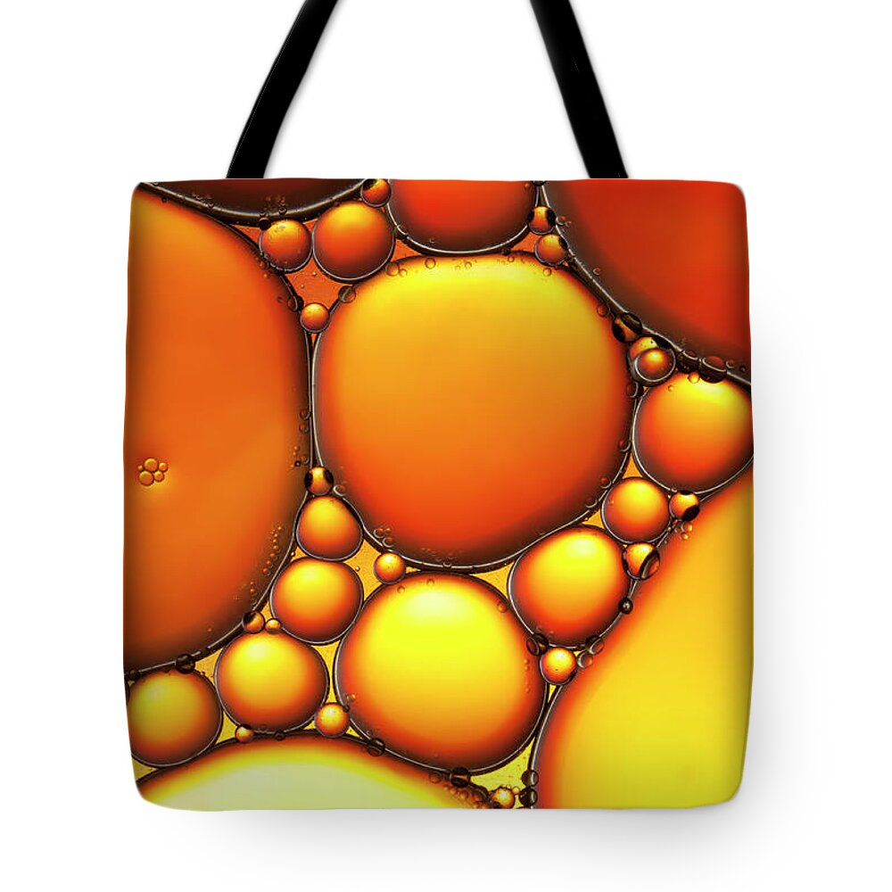 Research Tote Bag featuring the photograph Oil & Water - Abstract Background Red by Thomasvogel