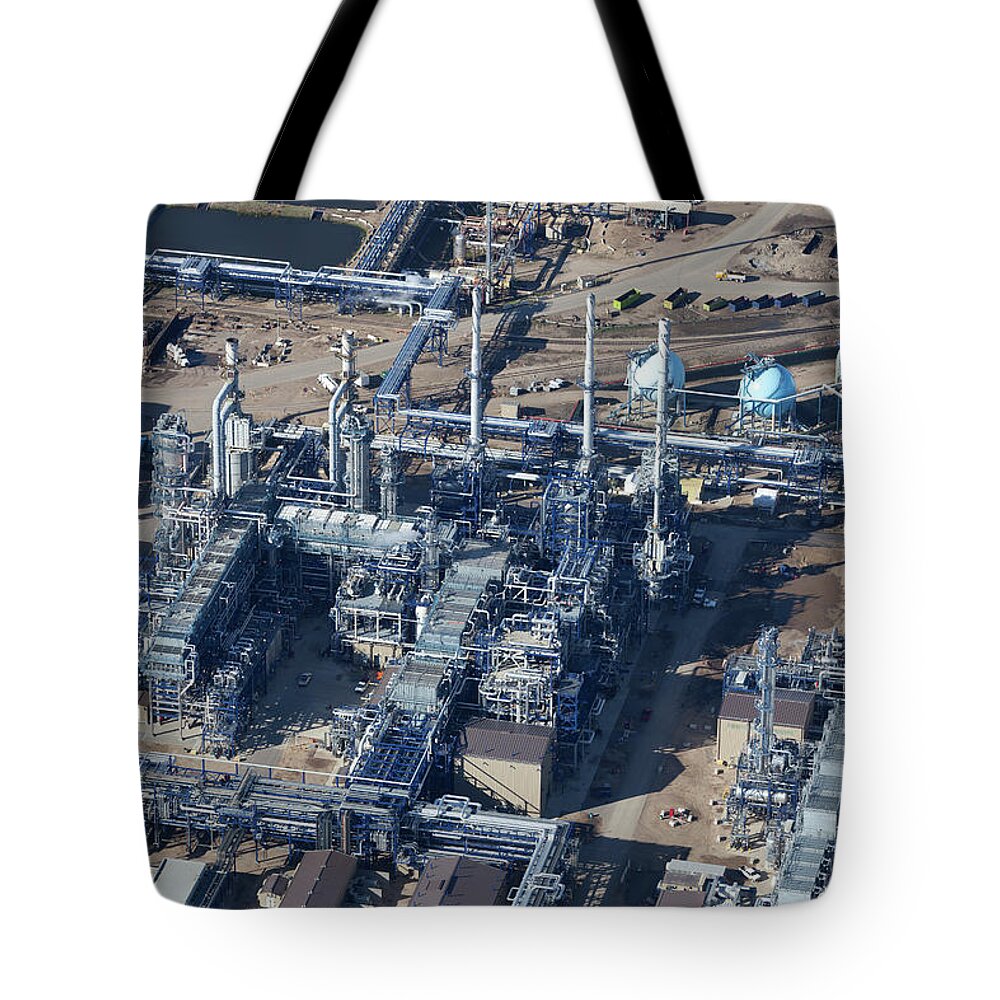 Air Pollution Tote Bag featuring the photograph Oil Refinery Aerial Photo by Dan prat
