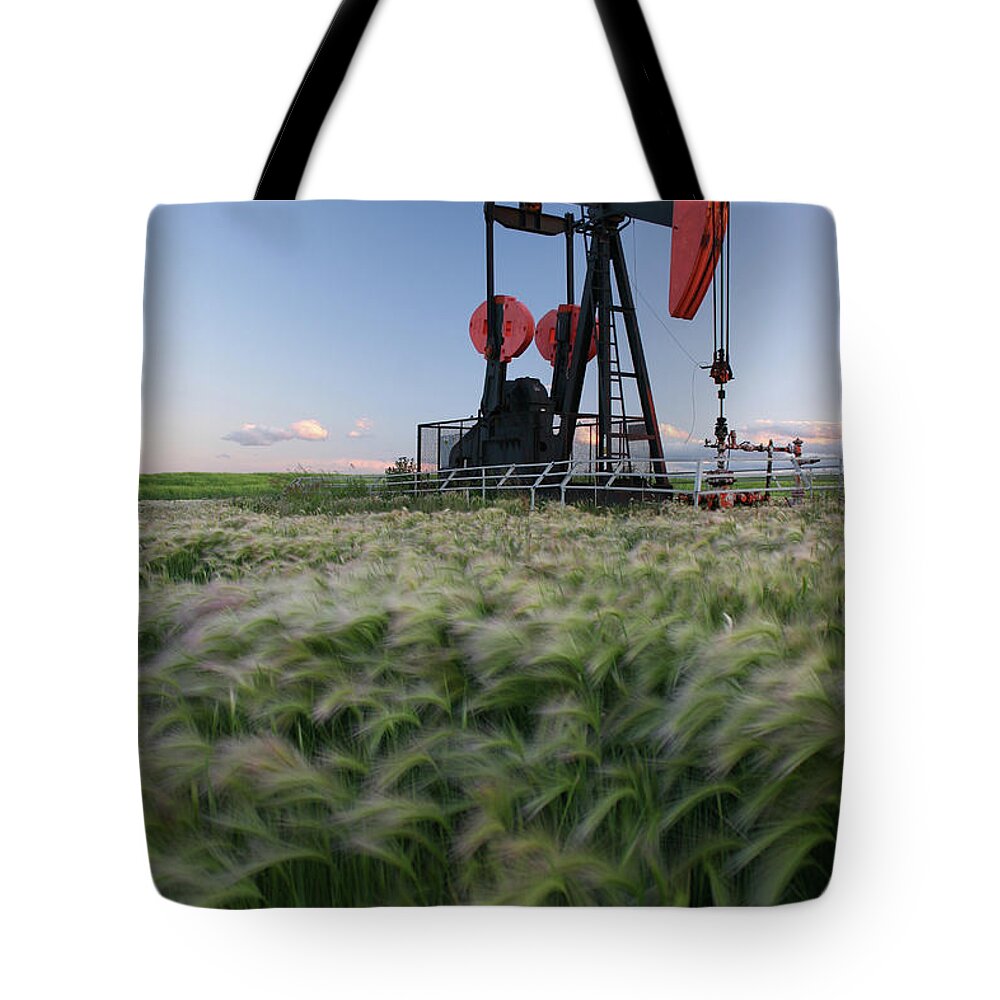 Scenics Tote Bag featuring the photograph Oil Well by Imaginegolf