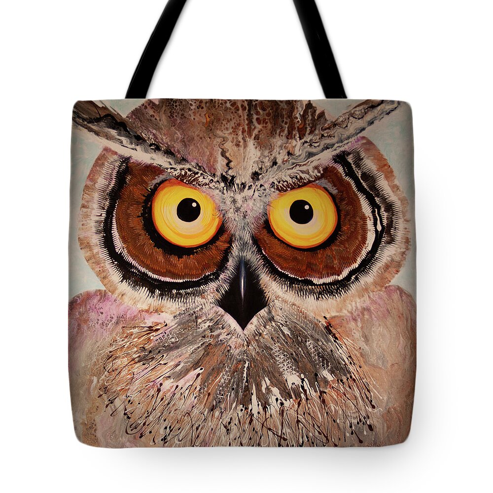 Owl Tote Bag featuring the painting OL Shock by Laurel Bahe