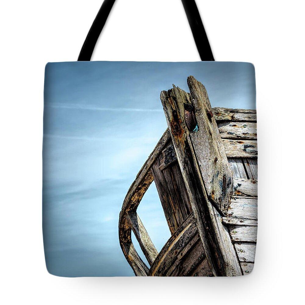 Dungeness Tote Bag featuring the photograph Old Abandoned Boat Landscape by Rick Deacon