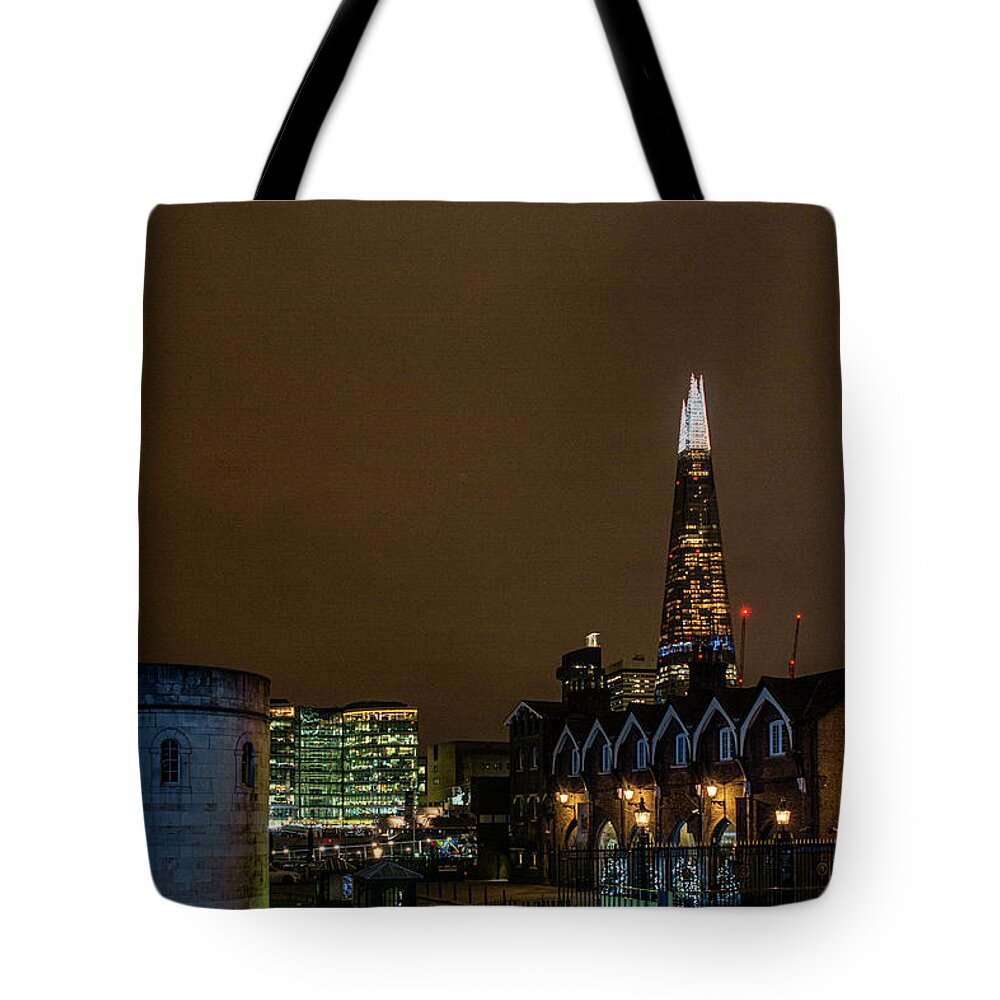 The Shard Tote Bag featuring the photograph Old and New at Tower of London by Douglas Wielfaert