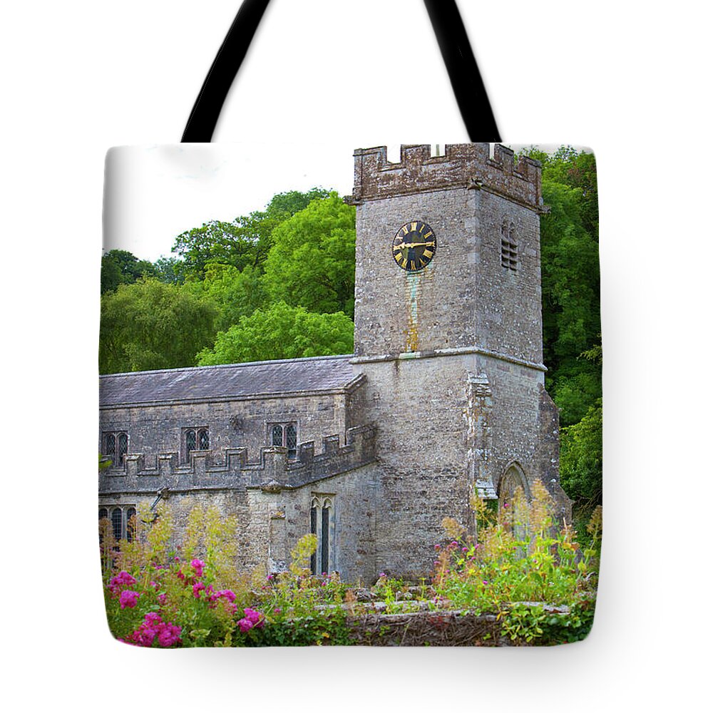 Clock Tower Tote Bag featuring the photograph Old English Country Church by Andy Whale