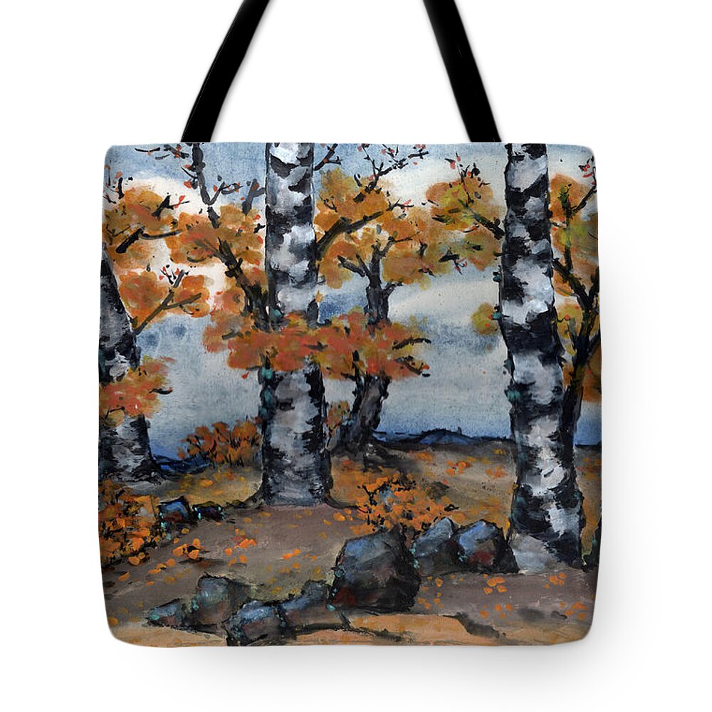 Birch Tote Bag featuring the painting Old Forest by Charlene Fuhrman-Schulz