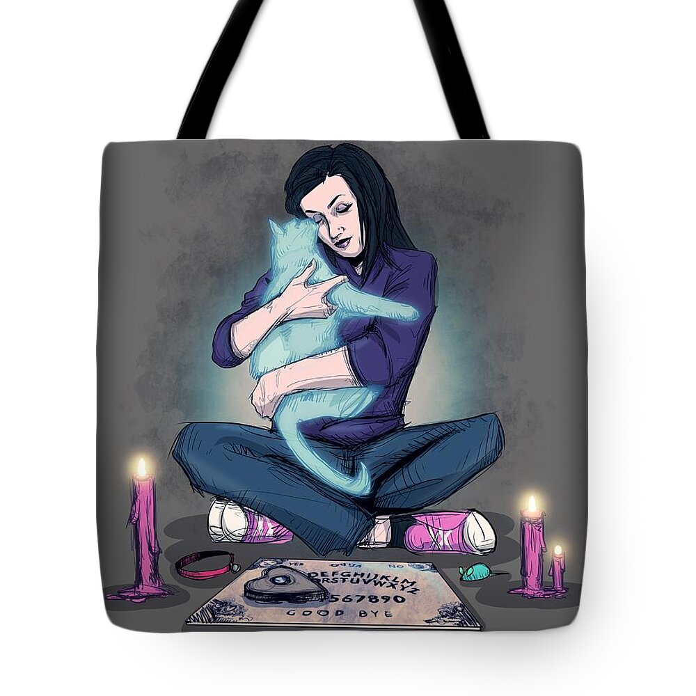 Ouija Tote Bag featuring the drawing Old Friend by Ludwig Van Bacon