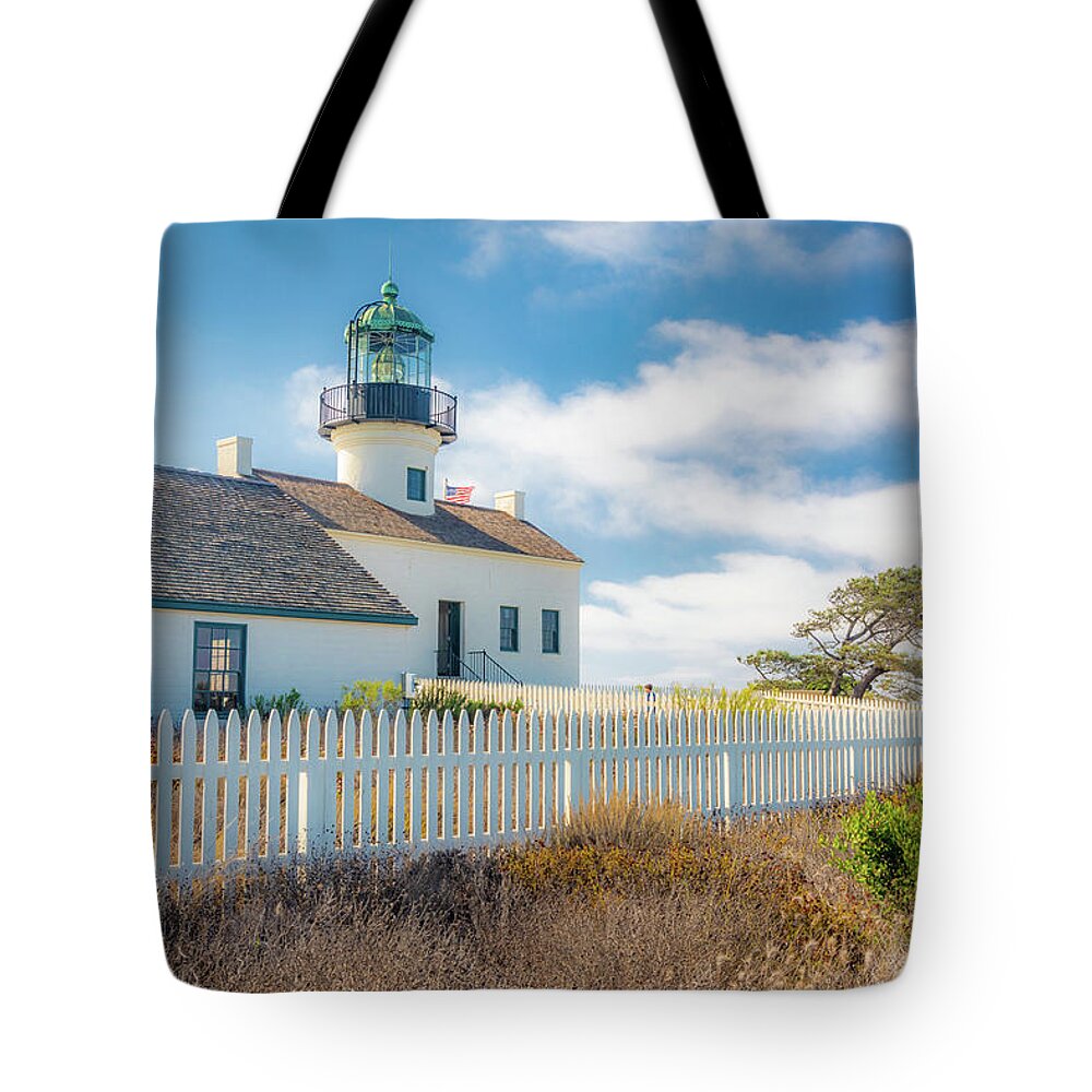 Cabrillo National Monument Tote Bag featuring the photograph Old Point Loma Lighthouse - Photographic by Peter Tellone