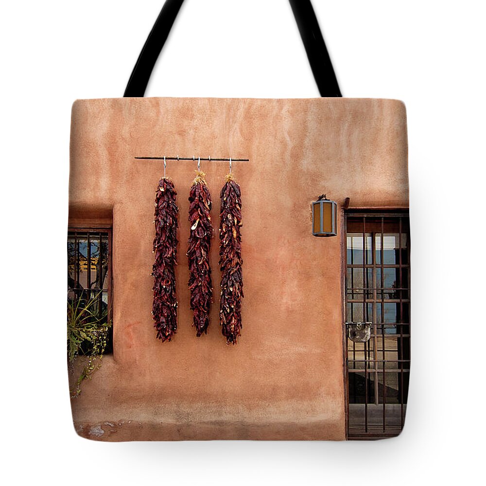 Architectural Feature Tote Bag featuring the photograph Old Santa Fe Style Adobe House And by Ivanastar
