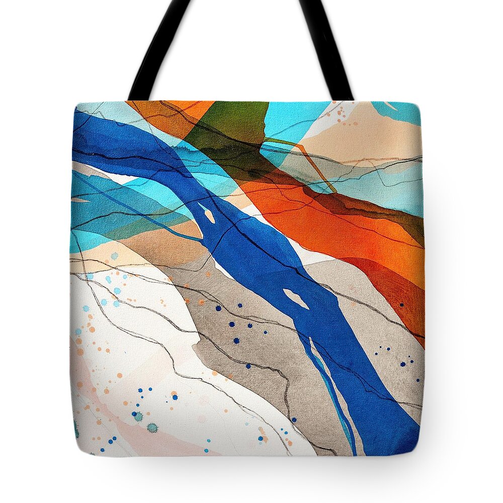 Blue Tote Bag featuring the painting On The Outskirts Of Maybe by Tracy Bonin