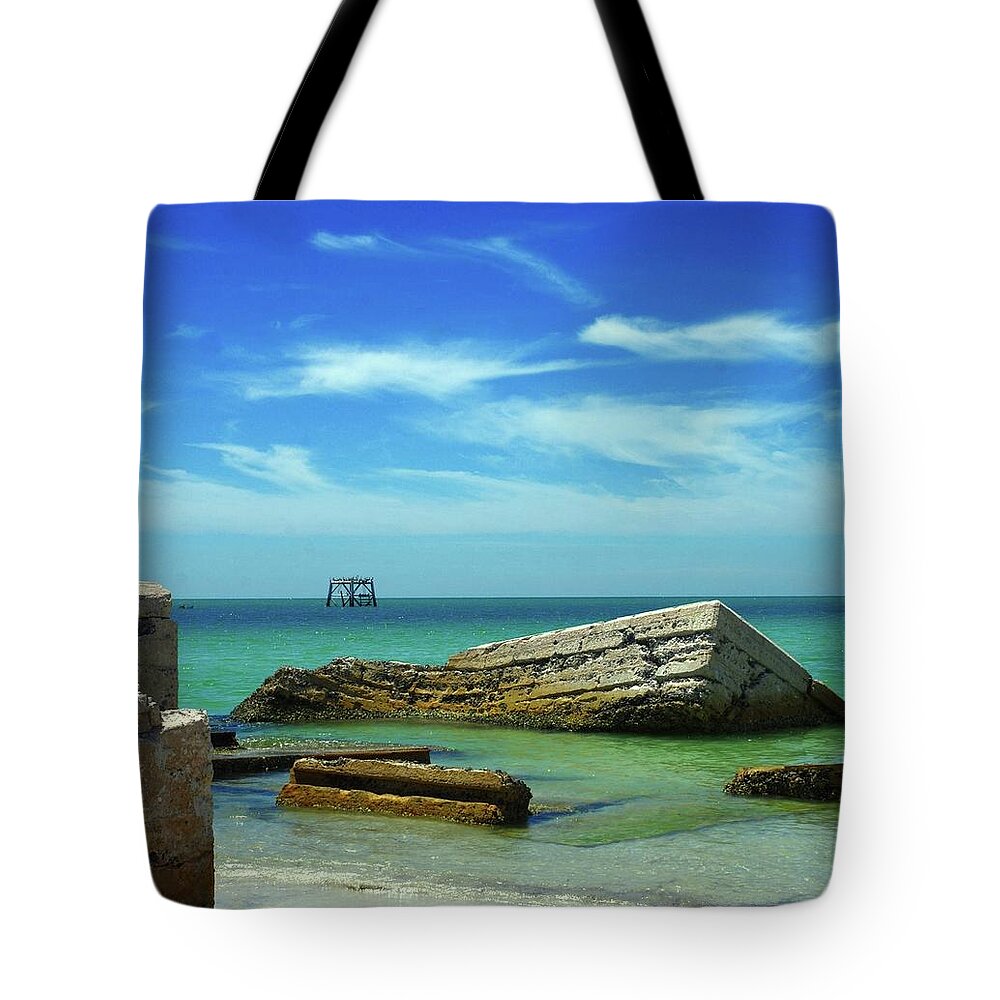 Fort Desoto Tote Bag featuring the photograph On the Rocks by Stoney Lawrentz
