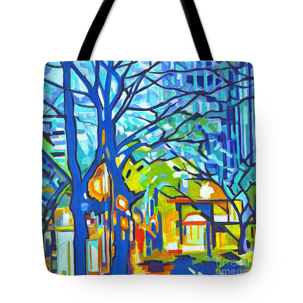 Contemporary Painting Tote Bag featuring the painting Once Upon a Spring Time by Tanya Filichkin