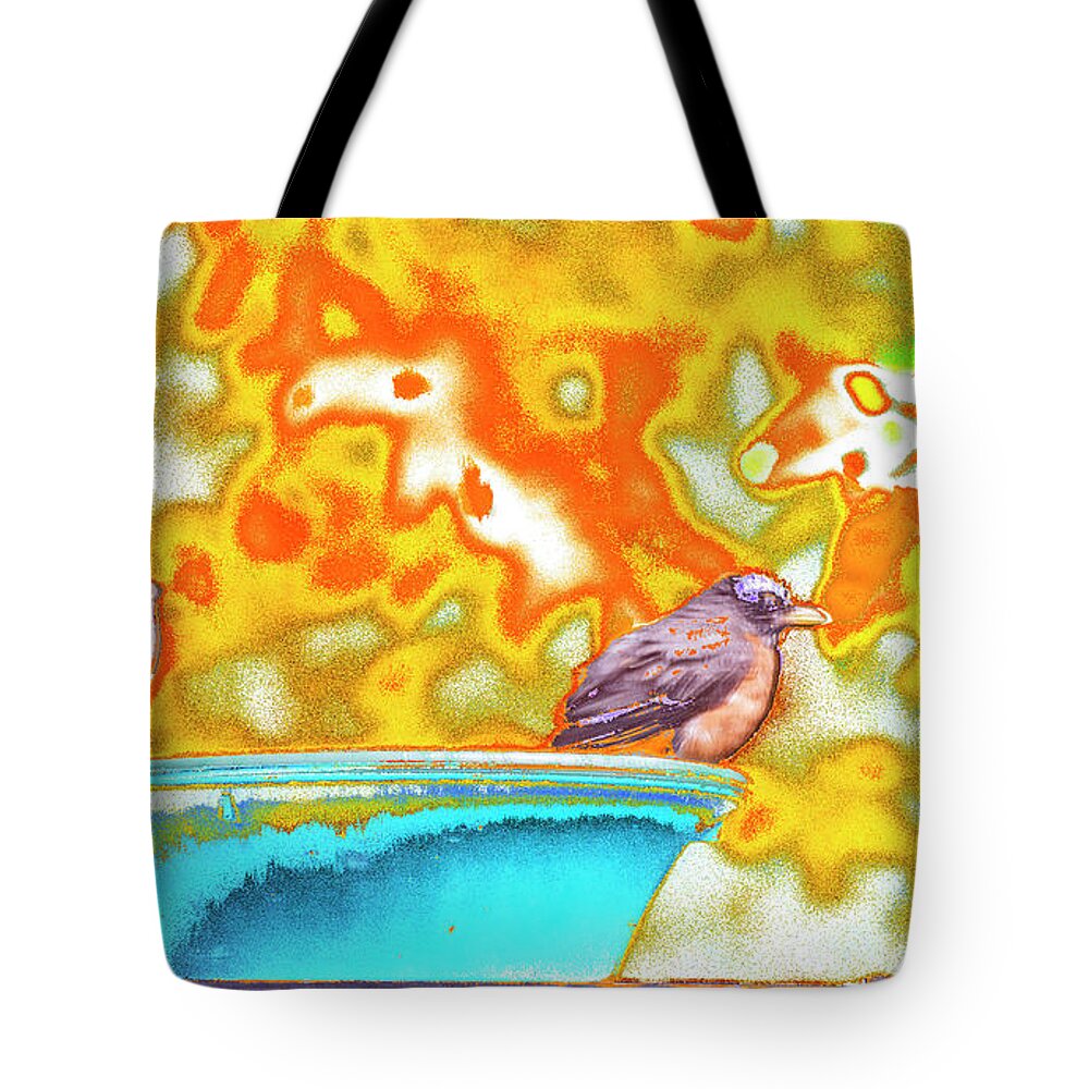 Robin Tote Bag featuring the photograph One Hot Robin by Diane Lindon Coy