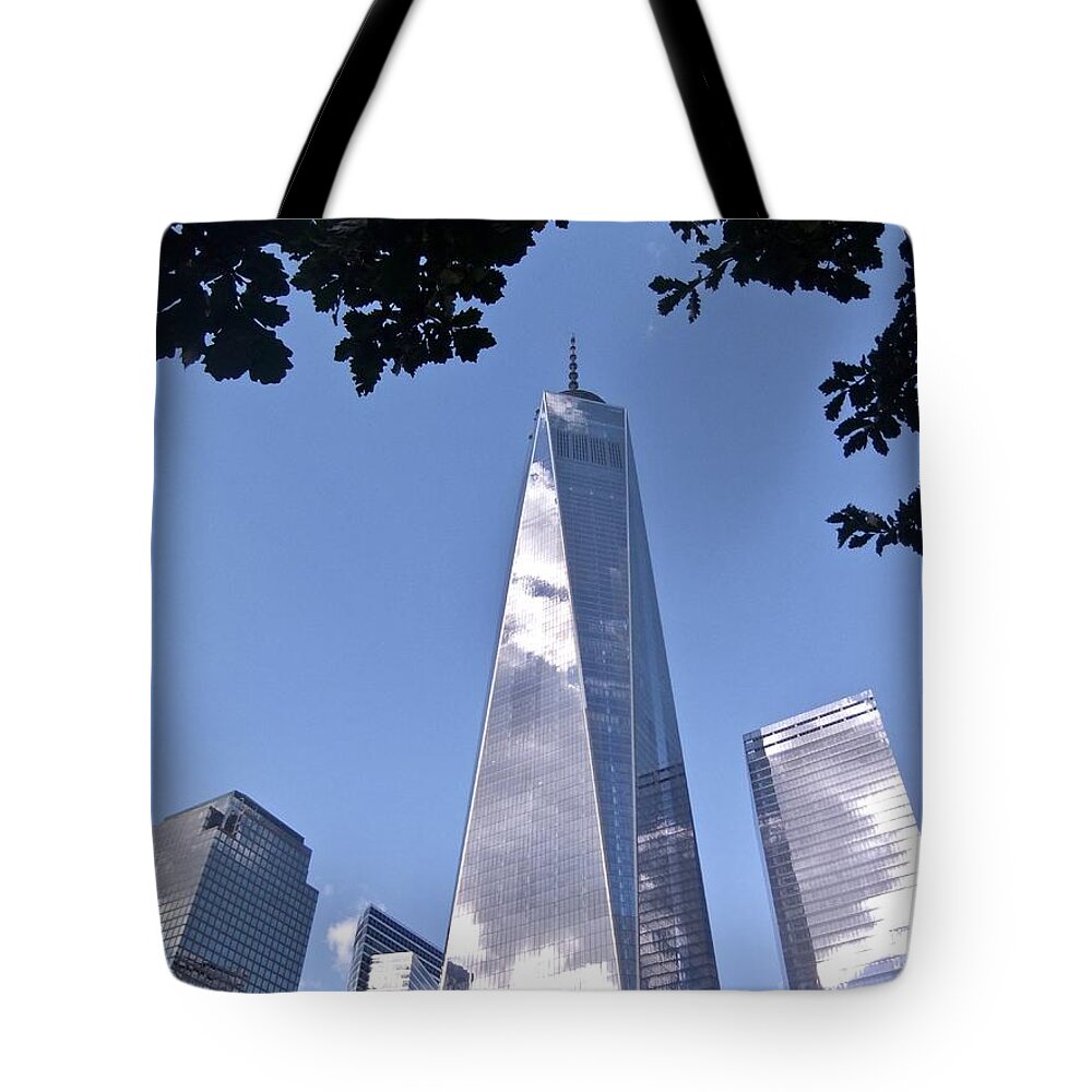 One World Trade Center Tote Bag featuring the photograph One World Trade Center by Kathy Chism