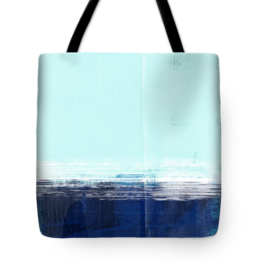 Abstract Tote Bag featuring the painting Opal and Navy Blue Abstract Study by Naxart Studio