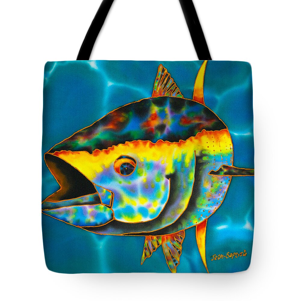 Saltwater Fish Tote Bag featuring the painting Opal Tuna by Daniel Jean-Baptiste