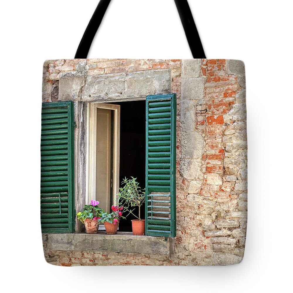 Window Tote Bag featuring the photograph Open Window of Cortona by David Letts