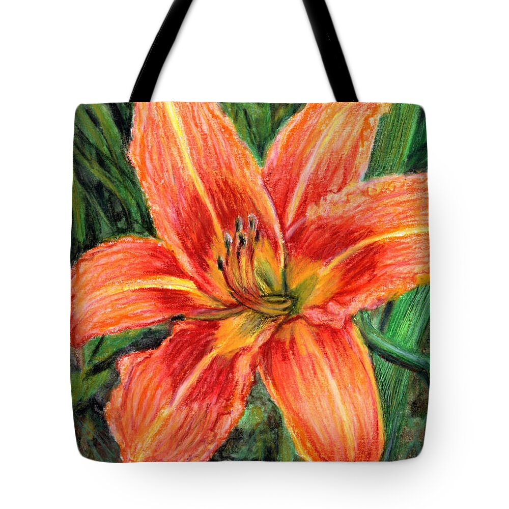 Lily Tote Bag featuring the drawing Orange Daylily by Shana Rowe Jackson