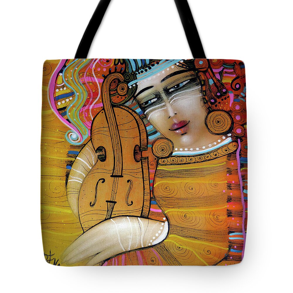 Albena Tote Bag featuring the painting Orange Melody by Albena Vatcheva