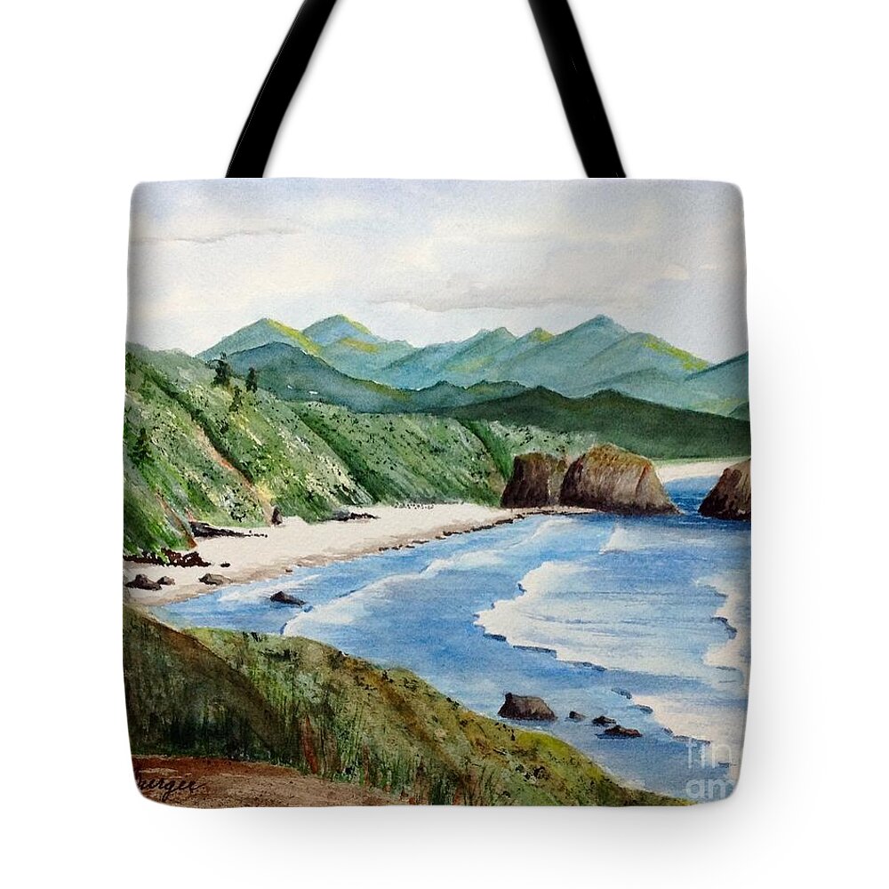 Coast Tote Bag featuring the painting Oregon Coast by Joseph Burger