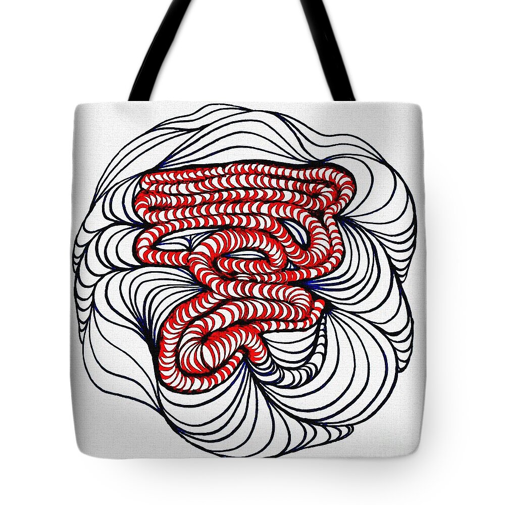 Maze Tote Bag featuring the drawing Organic Maze by Sarah Loft