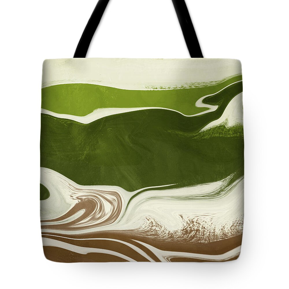 Abstract Tote Bag featuring the mixed media Organic Wave 2- Art by Linda Woods by Linda Woods