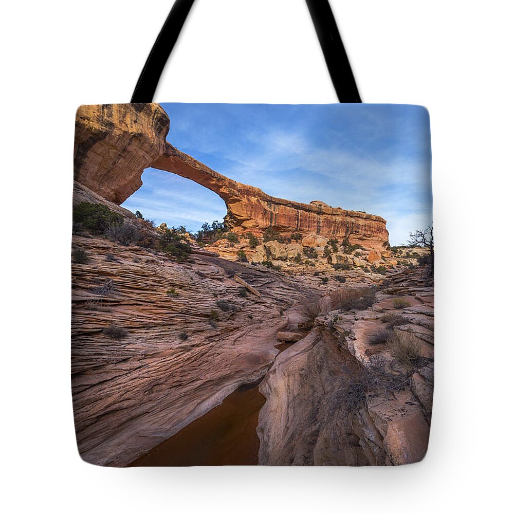 Arch Tote Bag featuring the photograph Owachomo Bridge by Jen Manganello