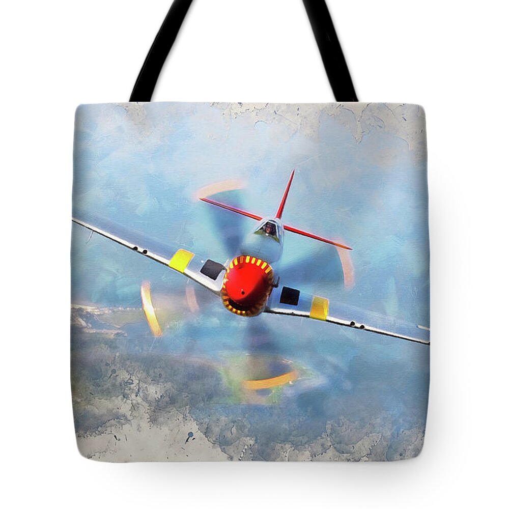 P 51 Tote Bag featuring the painting P-51 Mustang - 33 by AM FineArtPrints