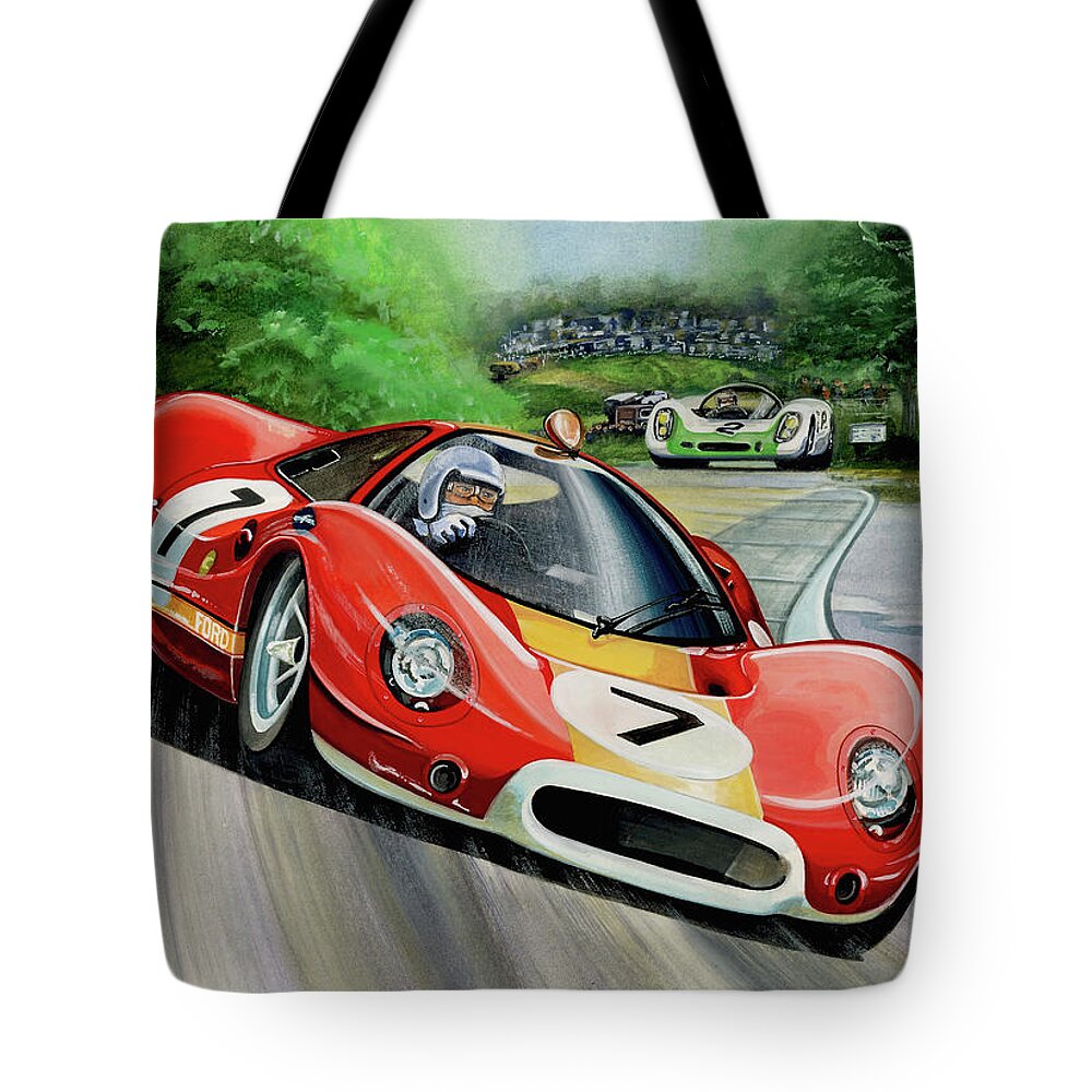 Art Tote Bag featuring the painting P68 Through Karousel by Simon Read