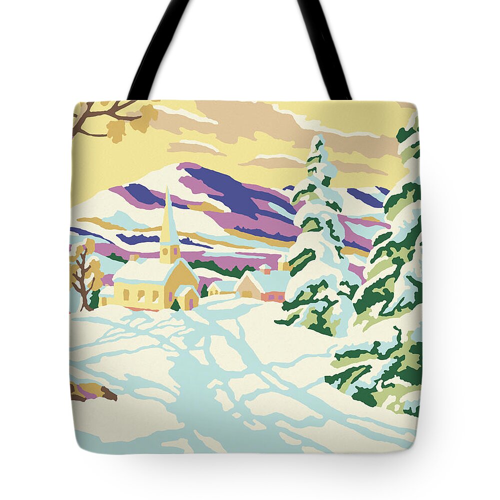 Campy Tote Bag featuring the drawing Paint By Number Winter Landscape by CSA Images