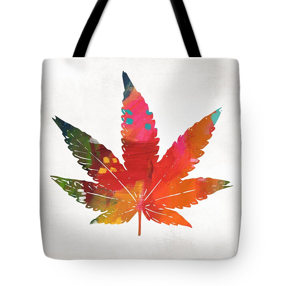 Cannabis Tote Bag featuring the mixed media Painted Cannabis Leaf 1- Art by Linda Woods by Linda Woods