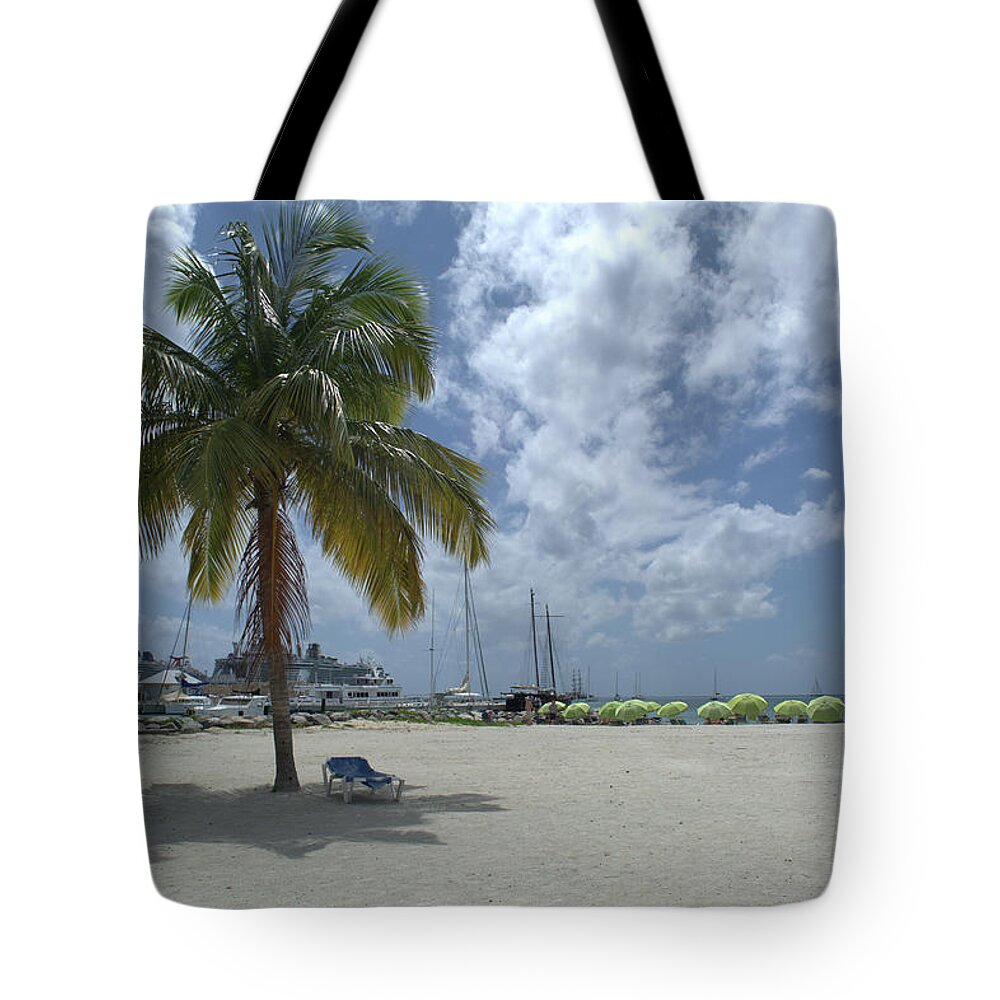 Palm Tree Tote Bag featuring the photograph PalmTree and Lounge Chair by Aimee L Maher ALM GALLERY